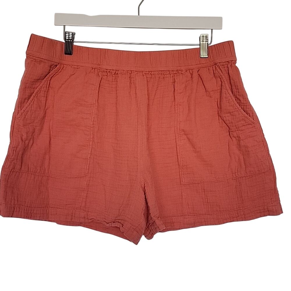 Garnet Hill Organic-Cotton Gauze Shorts, XL - Picture 2 of 7